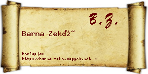 Barna Zekő névjegykártya
